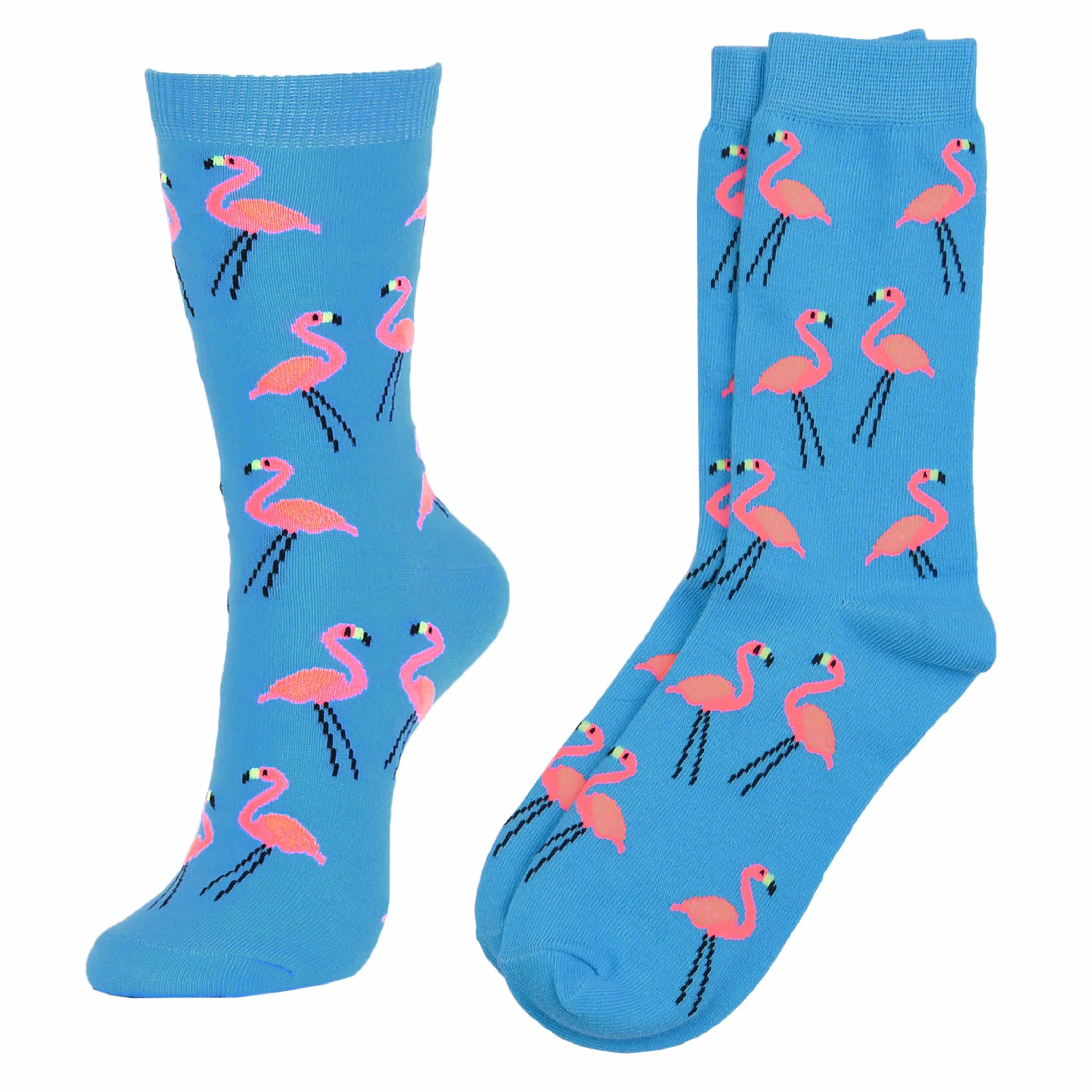 2 Pairs Women's Crew Socks Fashion Novelty Casual Flamingo Pineapple Size 9-11