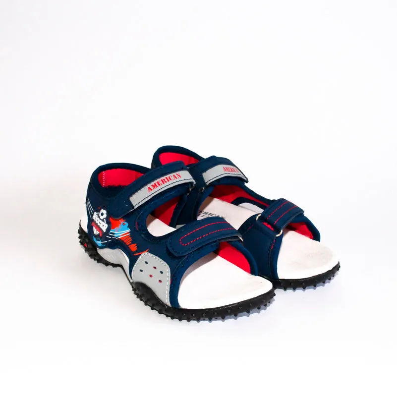 AC Boys' Dark Blue-Red Open-toe Sport Sandals | 449/21-DB