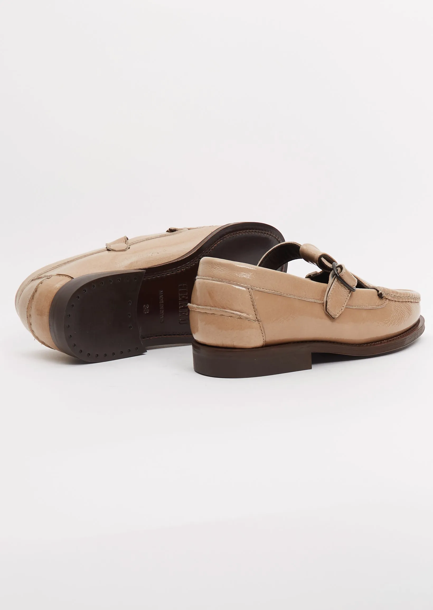 Alber Crinkled Glossy Loafer — Sand
