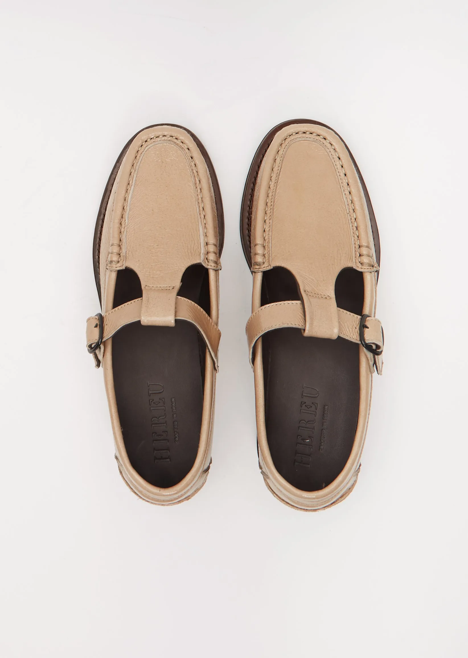 Alber Crinkled Glossy Loafer — Sand