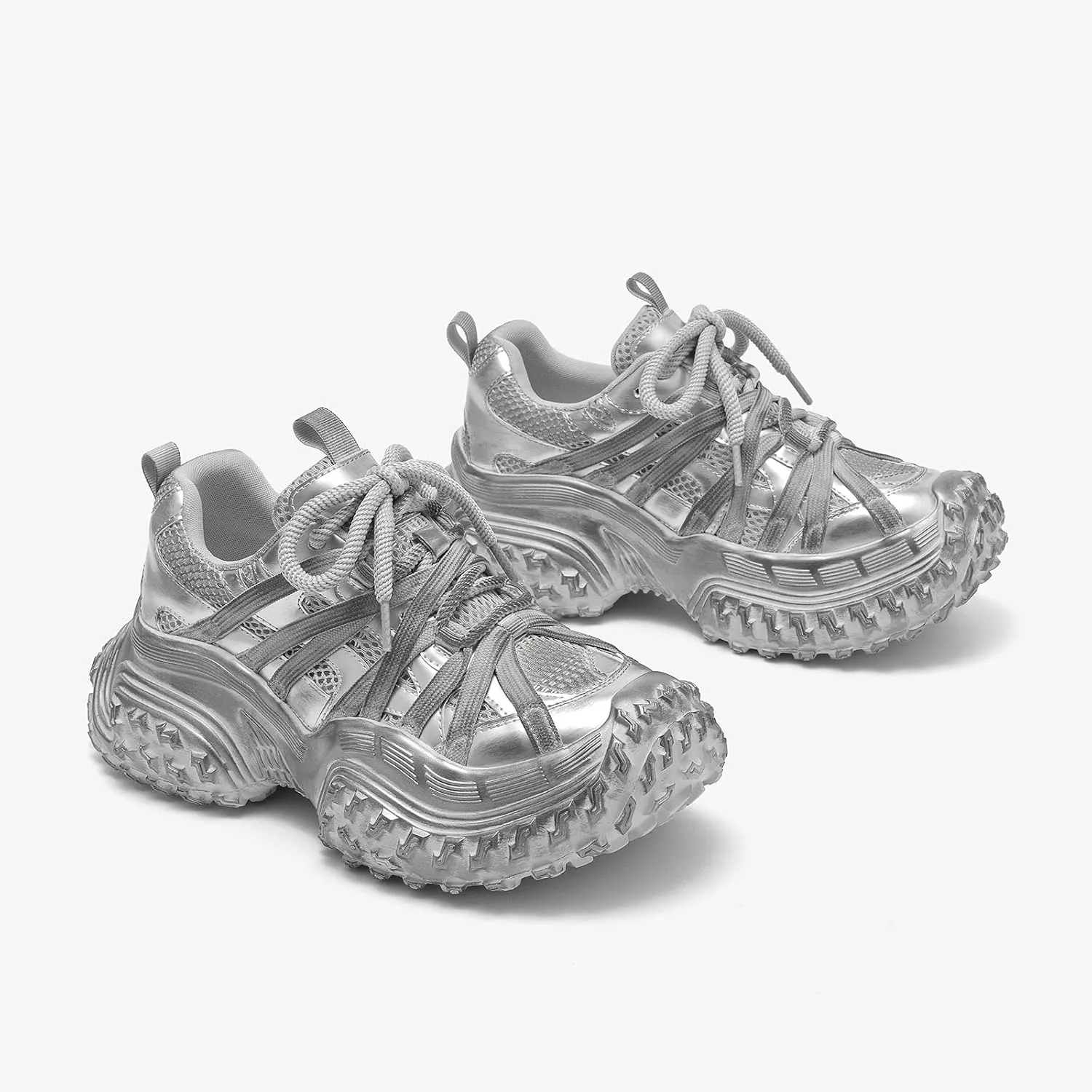 BEAU TODAY Chunky Sneakers for WomenWomens Fashion Sneakers, Genuine Leather Sneakers for Women, Lace Up Comfortable Casual Walking Dad Shoes
