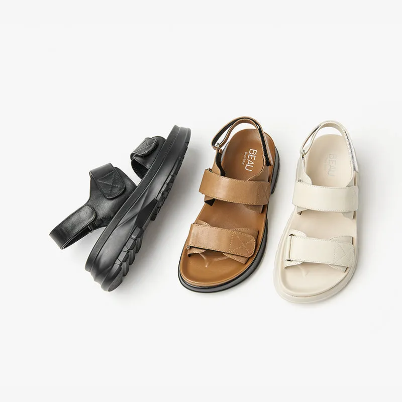 BeauToday Summer Chunky Hook& Loop Velcro Sandals with Open Toe for Women