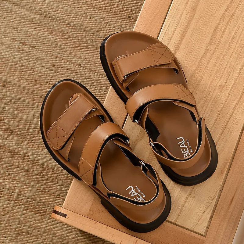 BeauToday Summer Chunky Hook& Loop Velcro Sandals with Open Toe for Women