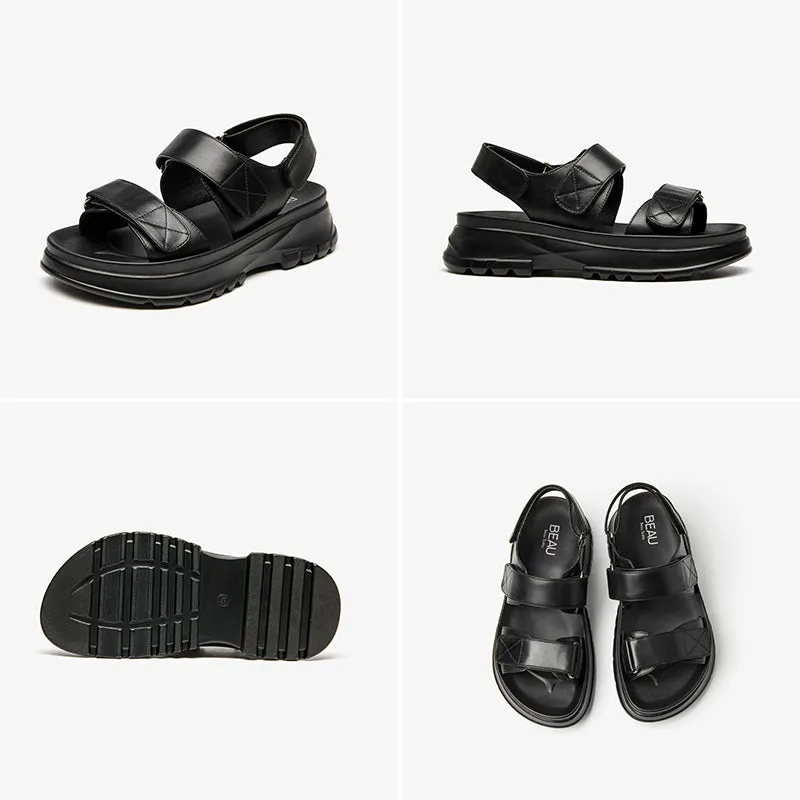 BeauToday Summer Chunky Hook& Loop Velcro Sandals with Open Toe for Women