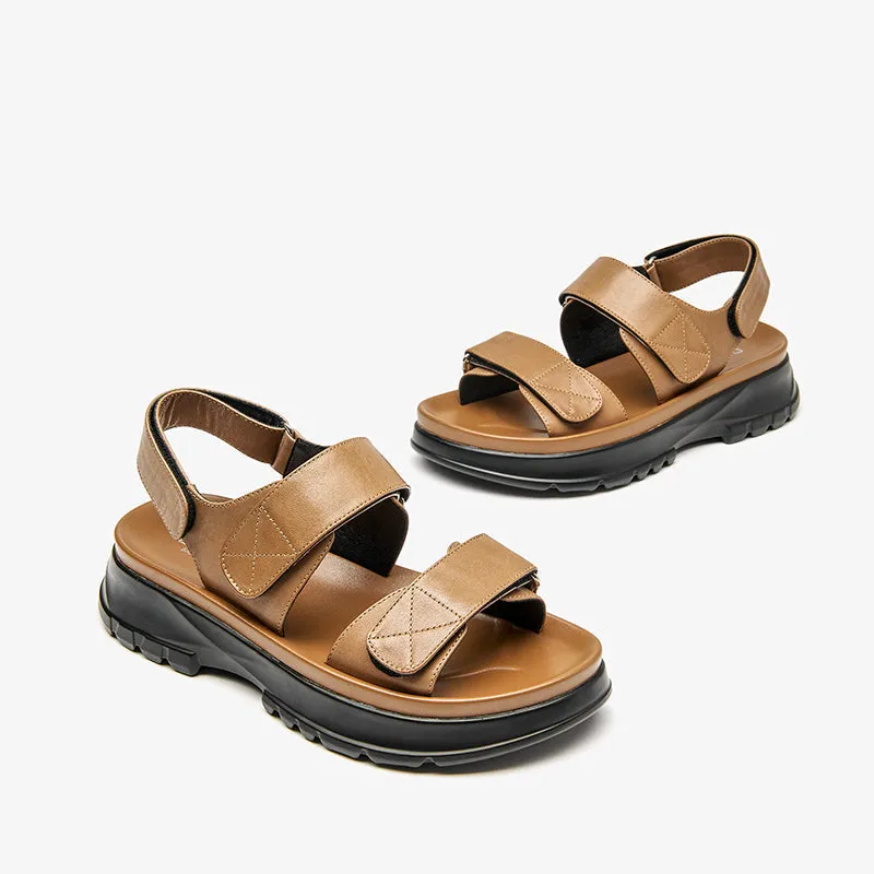 BeauToday Summer Chunky Hook& Loop Velcro Sandals with Open Toe for Women