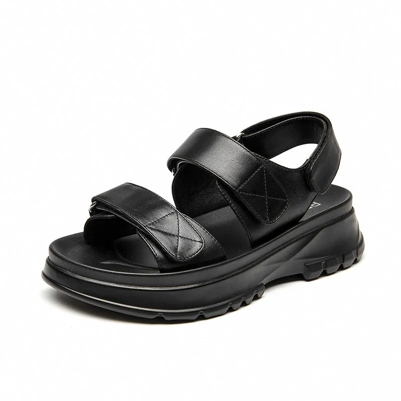 BeauToday Summer Chunky Hook& Loop Velcro Sandals with Open Toe for Women