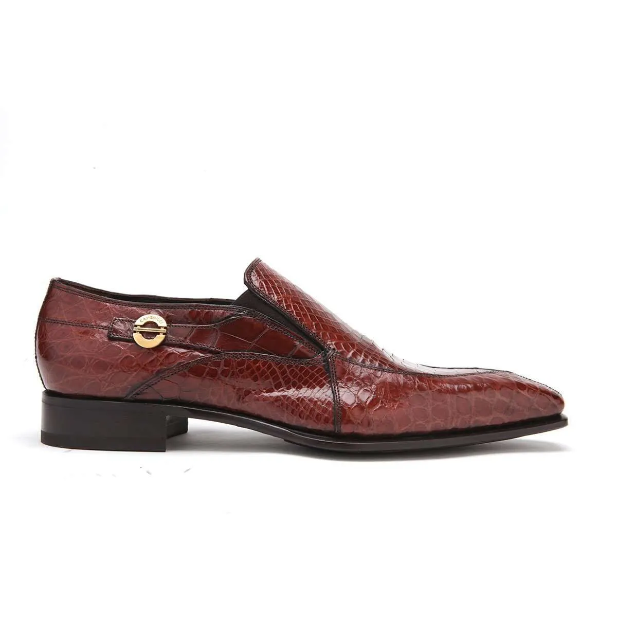 Caporicci 203 Men's Luxury Italian Designer Shoes Gold Alligator Loafers (CAP1027)