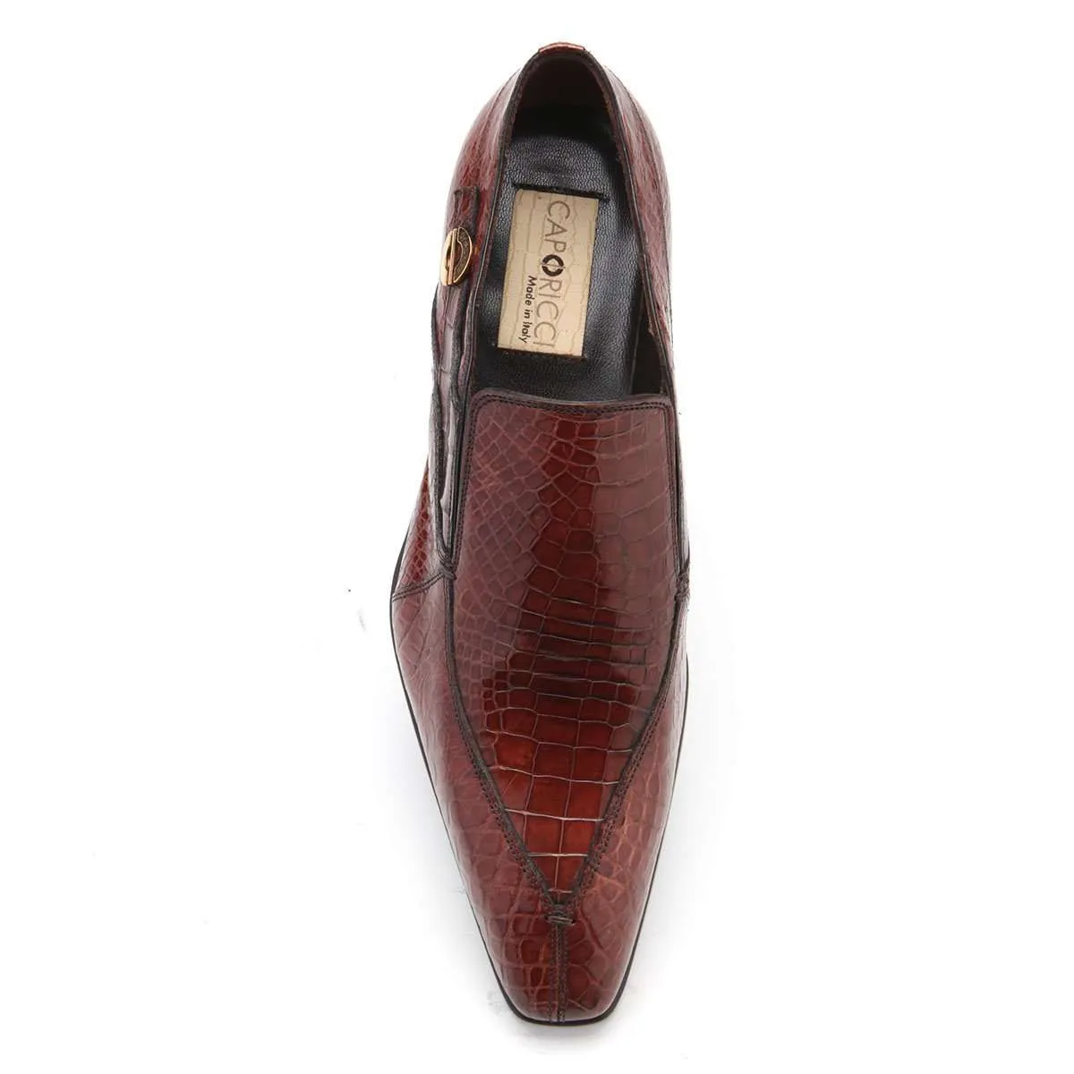 Caporicci 203 Men's Luxury Italian Designer Shoes Gold Alligator Loafers (CAP1027)
