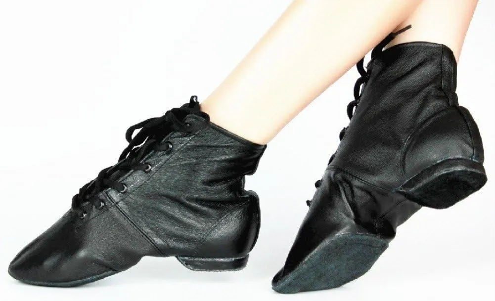 Cheapdancing Men?s Practice Dancing Shoes Soft Leather Flat Jazz Boots (7 D US), Black