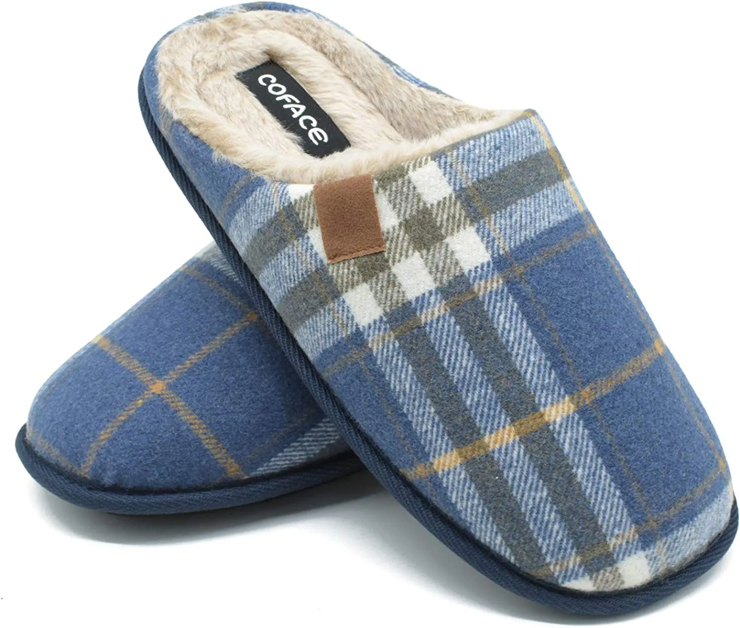 Cozy Blue Memory Foam Scuff Comfortable Slippers