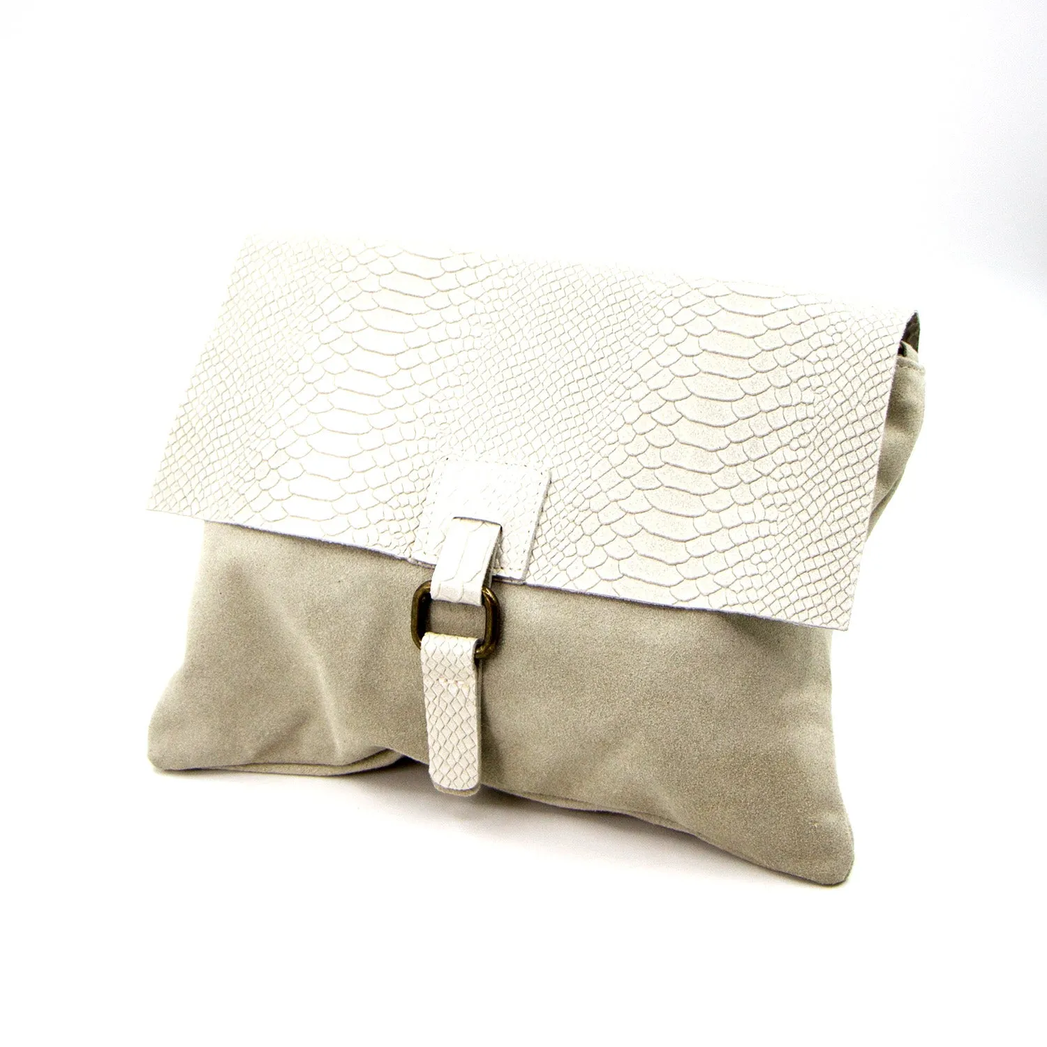 Crocodile effect italian leather cross body bag
