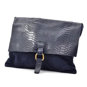 Crocodile effect italian leather cross body bag
