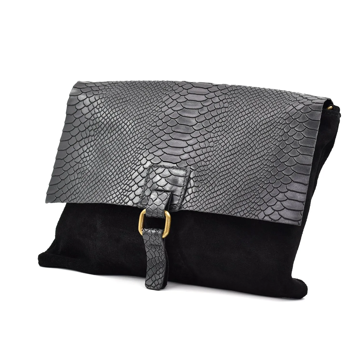 Crocodile effect italian leather cross body bag