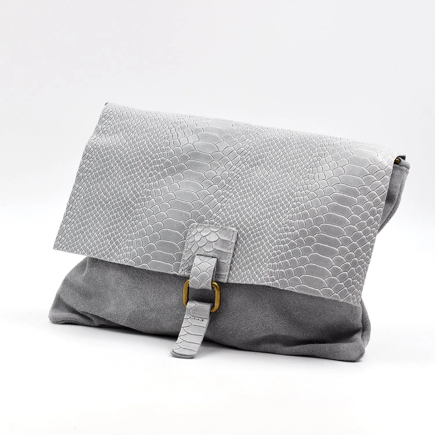 Crocodile effect italian leather cross body bag
