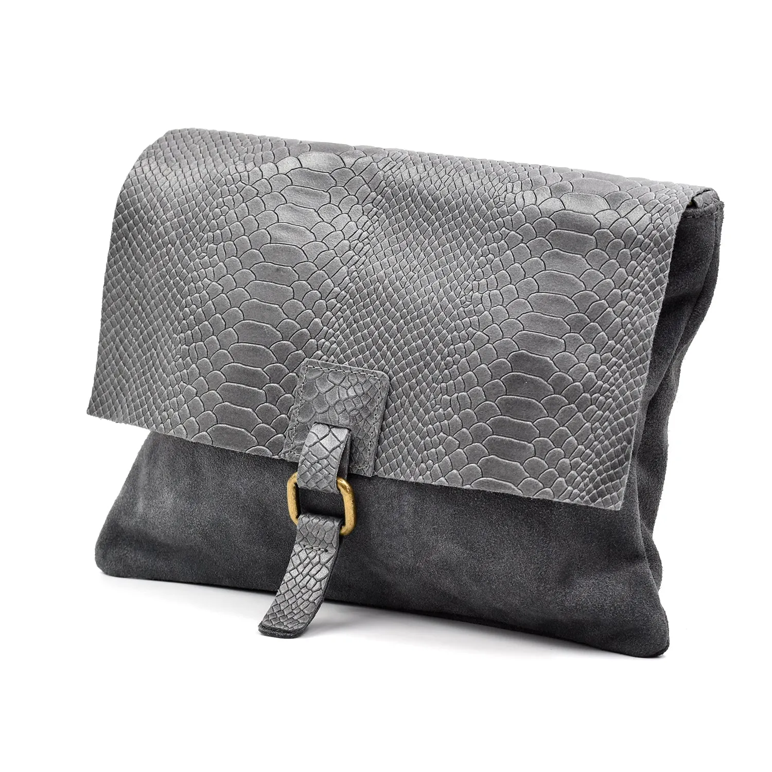 Crocodile effect italian leather cross body bag