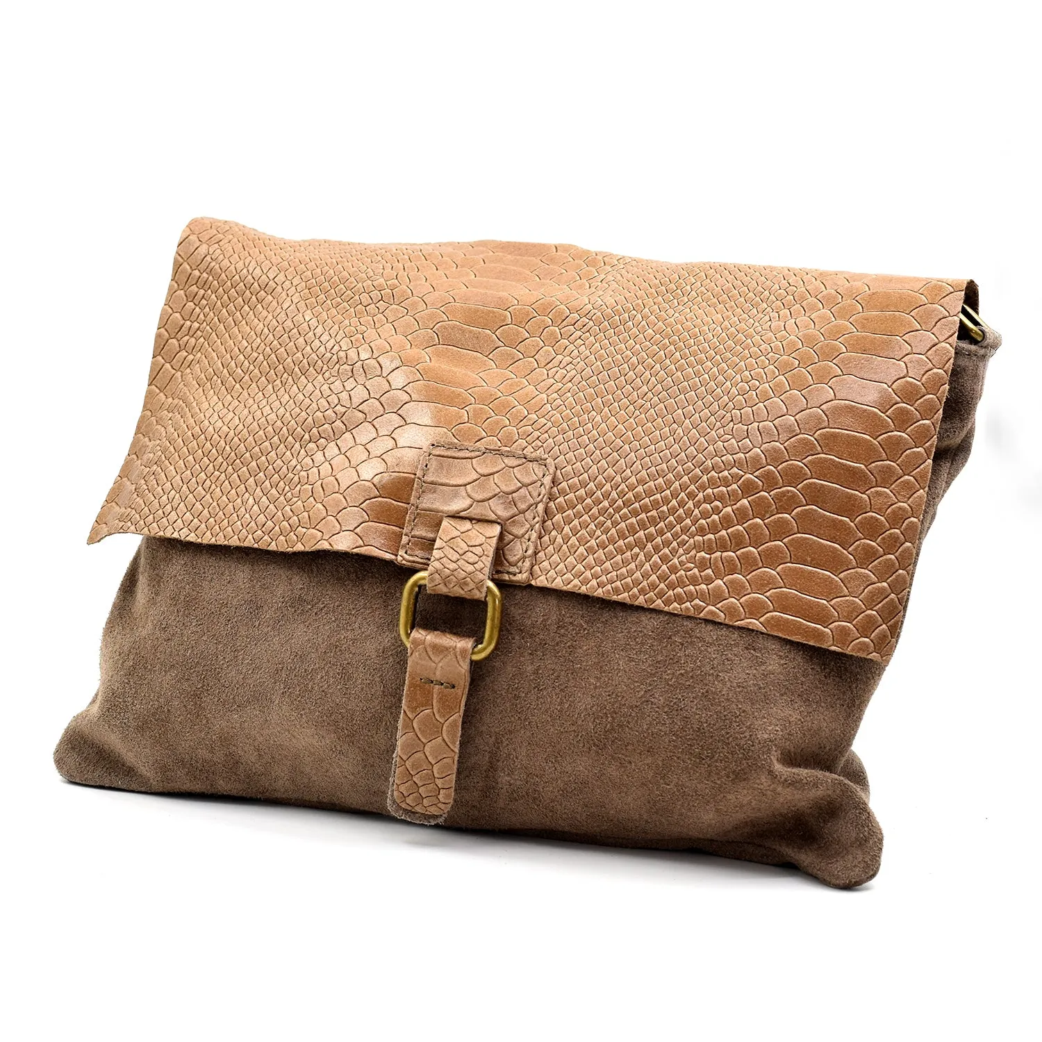 Crocodile effect italian leather cross body bag
