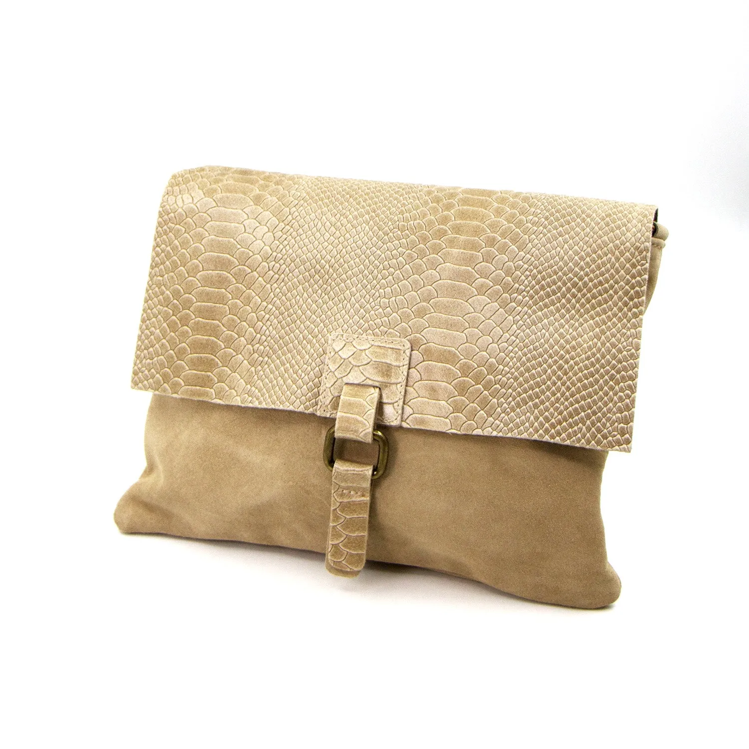Crocodile effect italian leather cross body bag