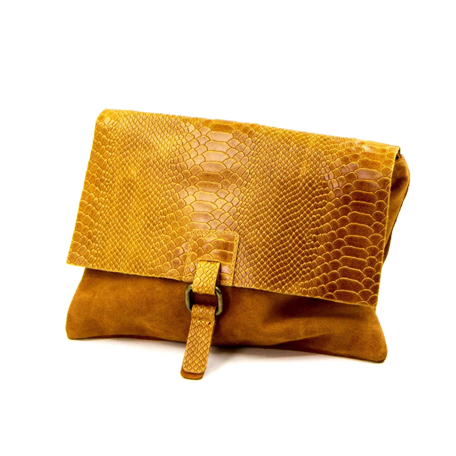 Crocodile effect italian leather cross body bag