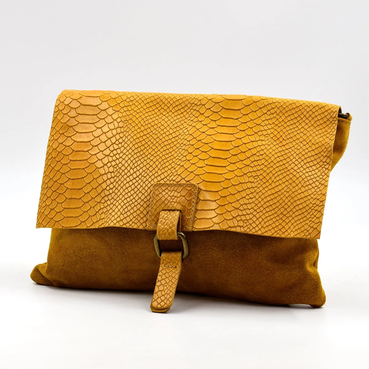 Crocodile effect italian leather cross body bag