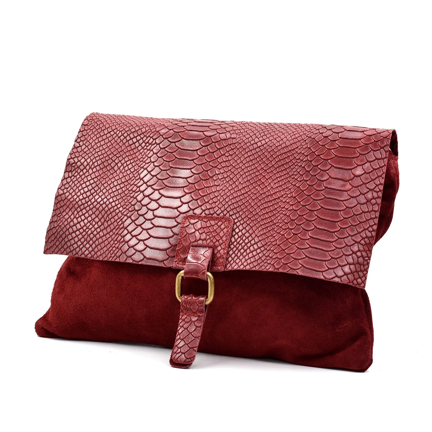 Crocodile effect italian leather cross body bag
