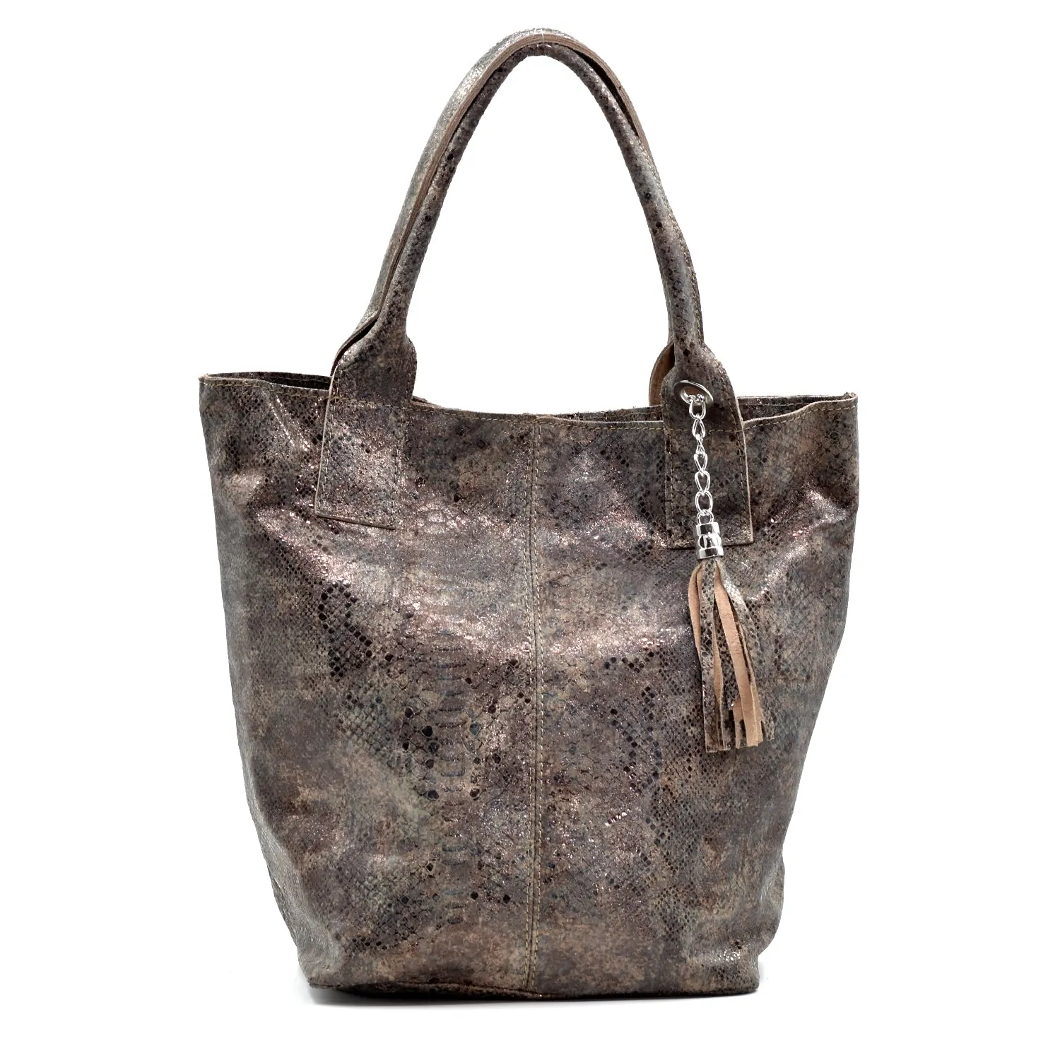 Crocodile effect italian leather handbag
