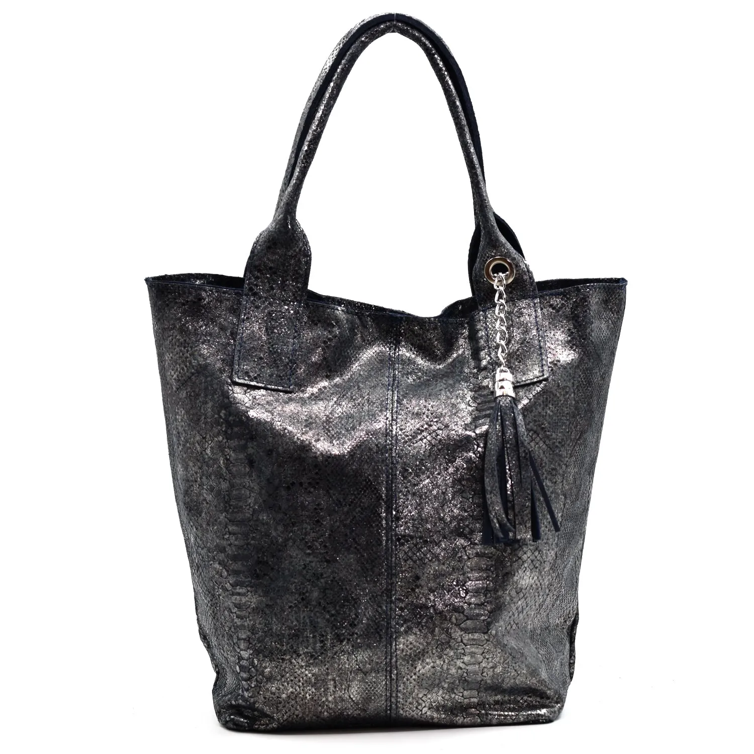 Crocodile effect italian leather handbag