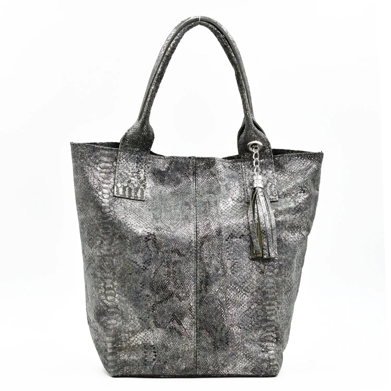 Crocodile effect italian leather handbag