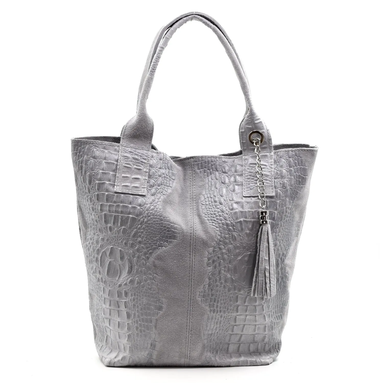 Crocodile effect italian leather handbag