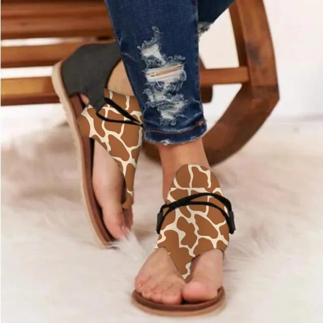 Deera Retro Animal Print Sandals