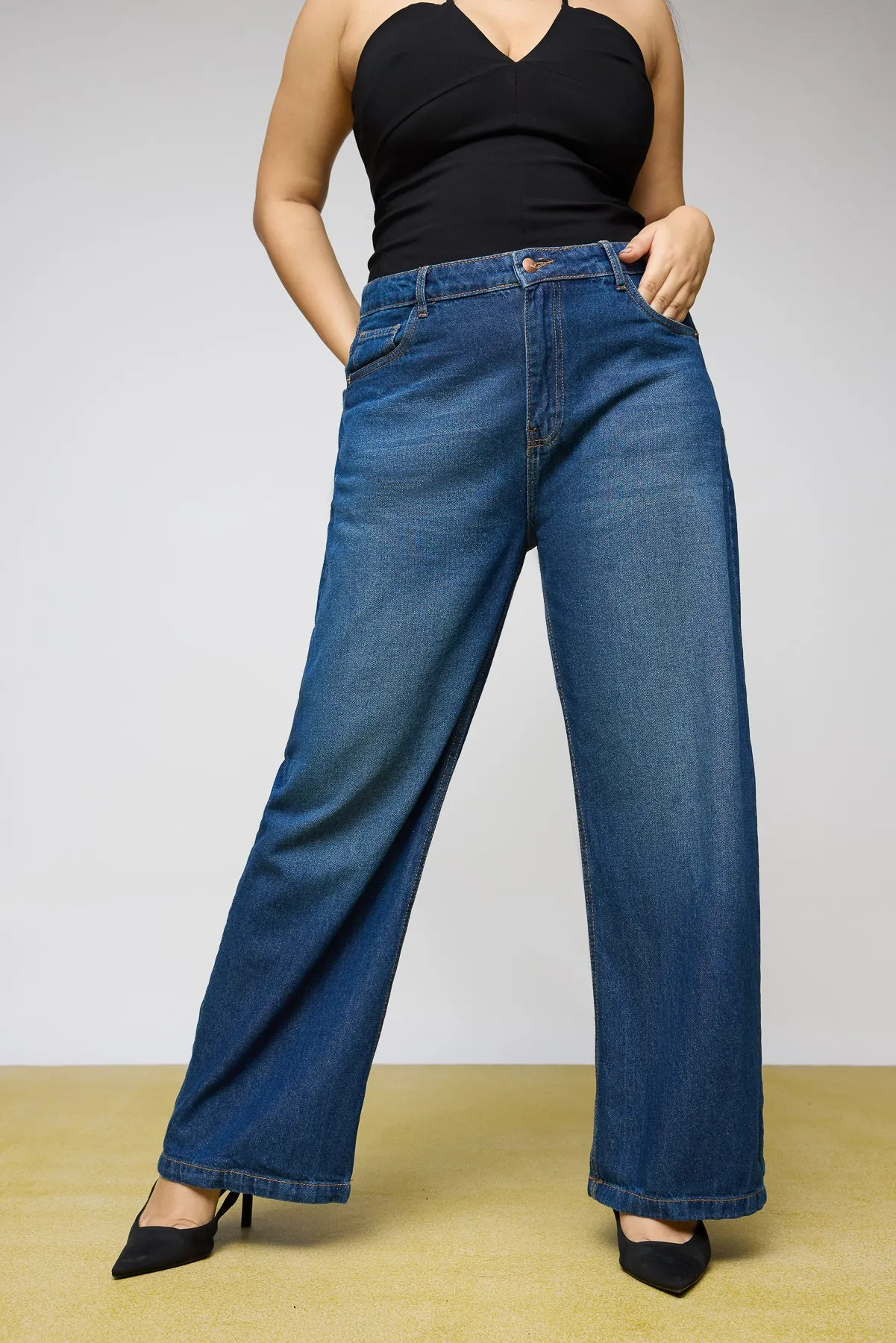 Femme Blue Curve Wide Leg Jeans