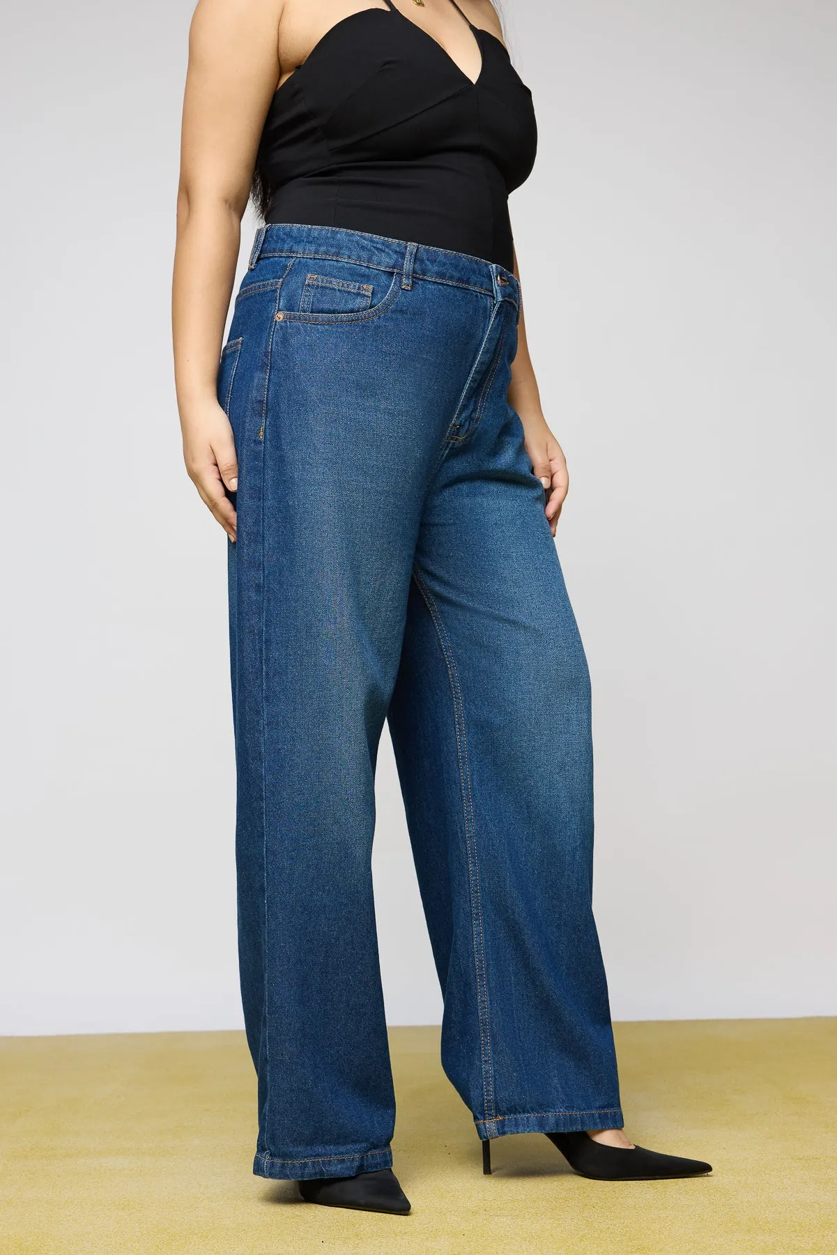 Femme Blue Curve Wide Leg Jeans