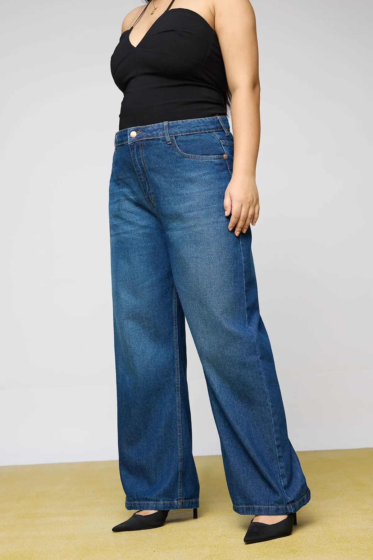 Femme Blue Curve Wide Leg Jeans