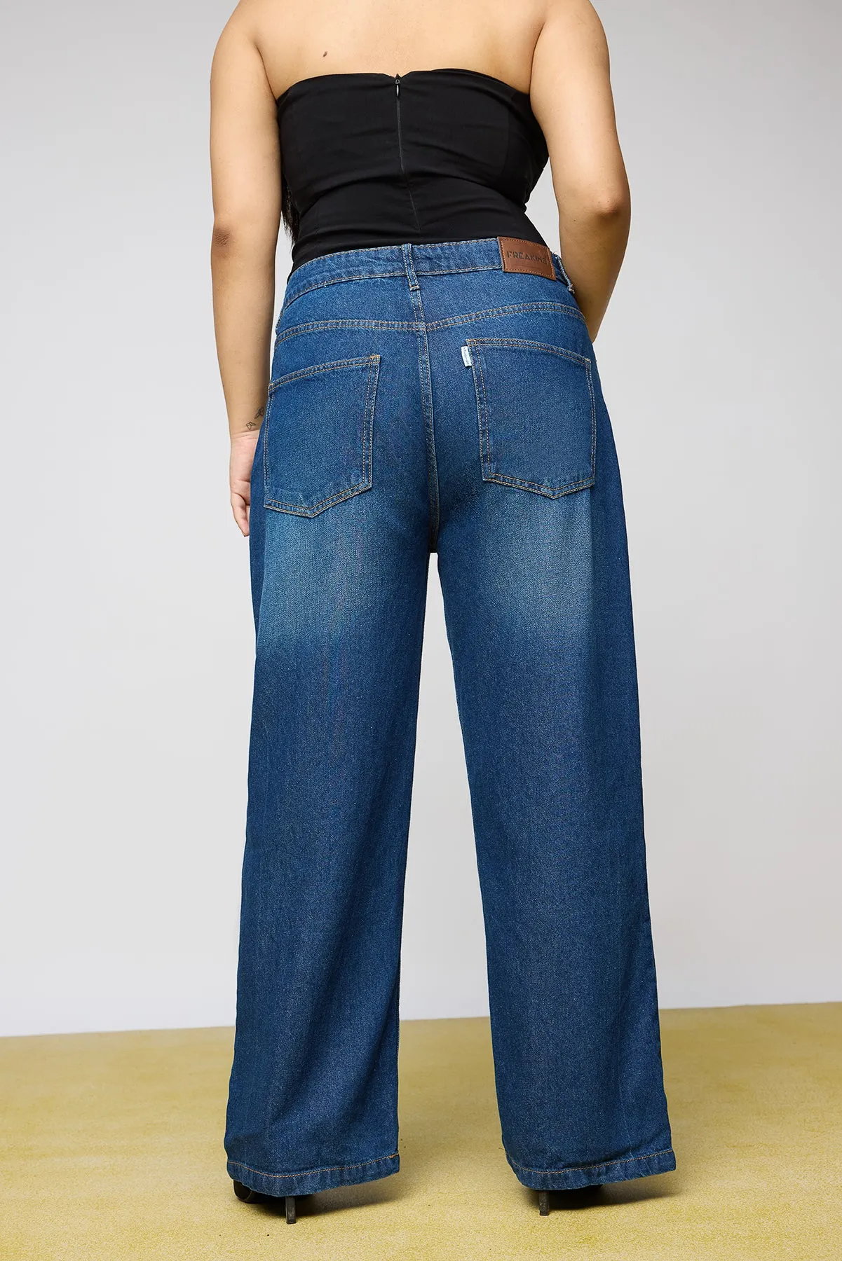 Femme Blue Curve Wide Leg Jeans