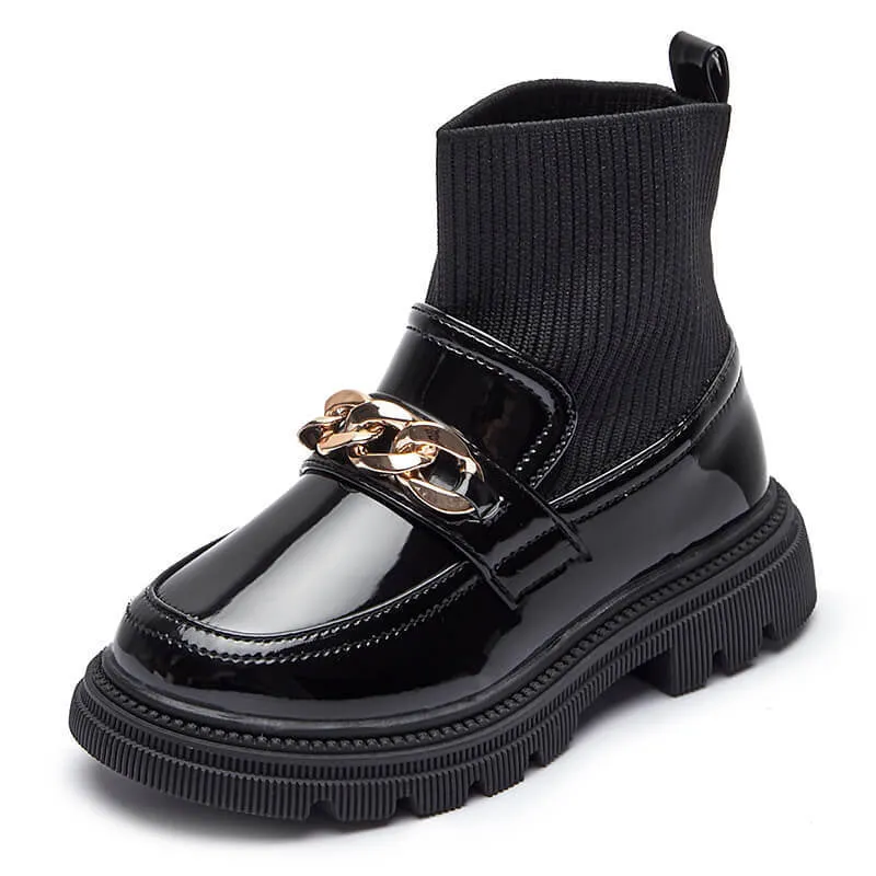 Flying Woven Soft Sole Princess Leather Boots for Kids Girls