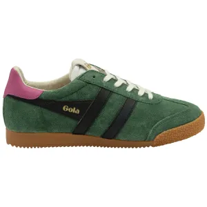 Gola Elan Ladies Evergreen/Black/Fuchsia Leather Lace Up Trainers