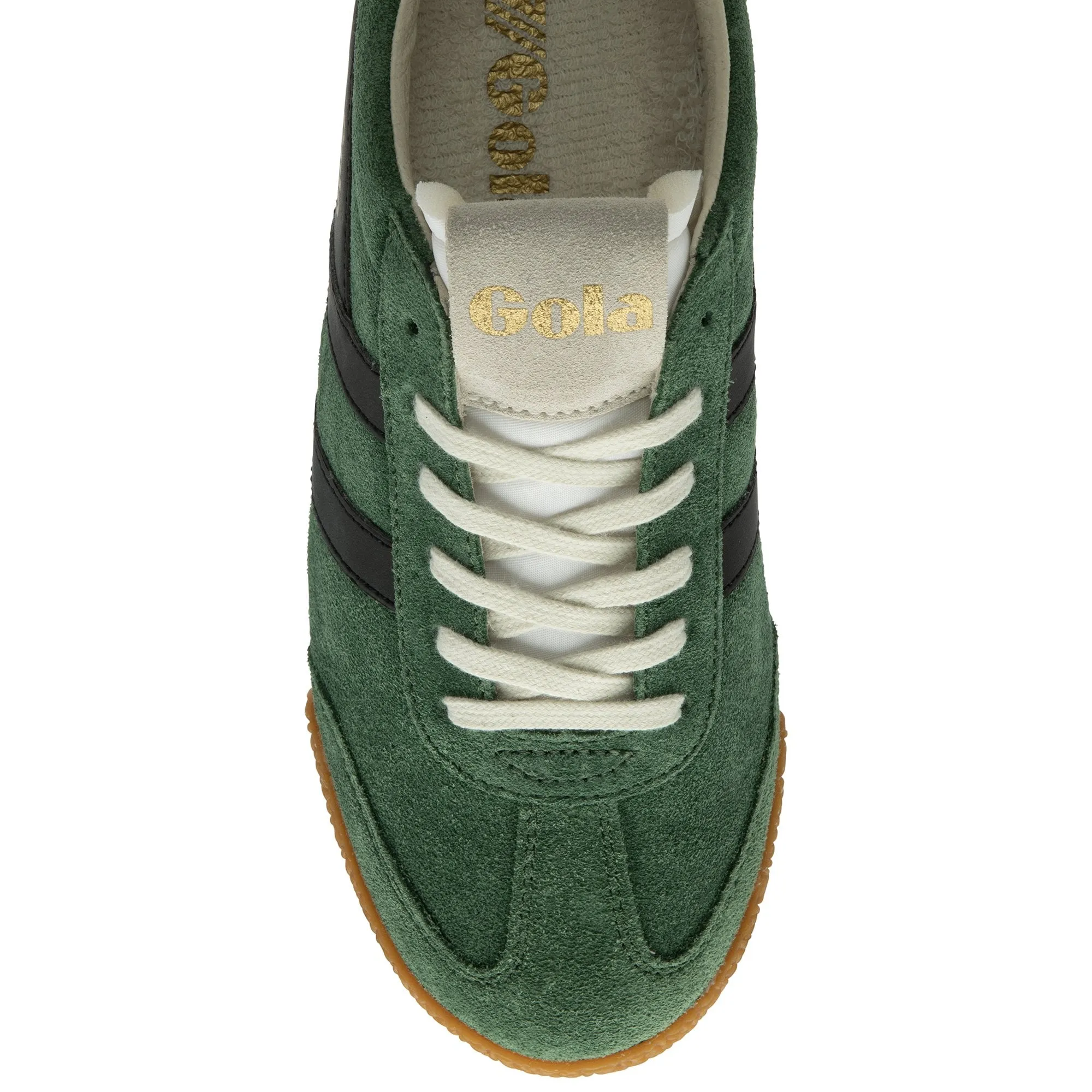 Gola Elan Ladies Evergreen/Black/Fuchsia Leather Lace Up Trainers