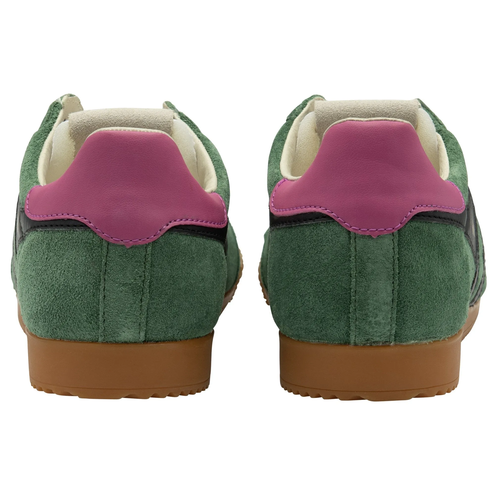 Gola Elan Ladies Evergreen/Black/Fuchsia Leather Lace Up Trainers