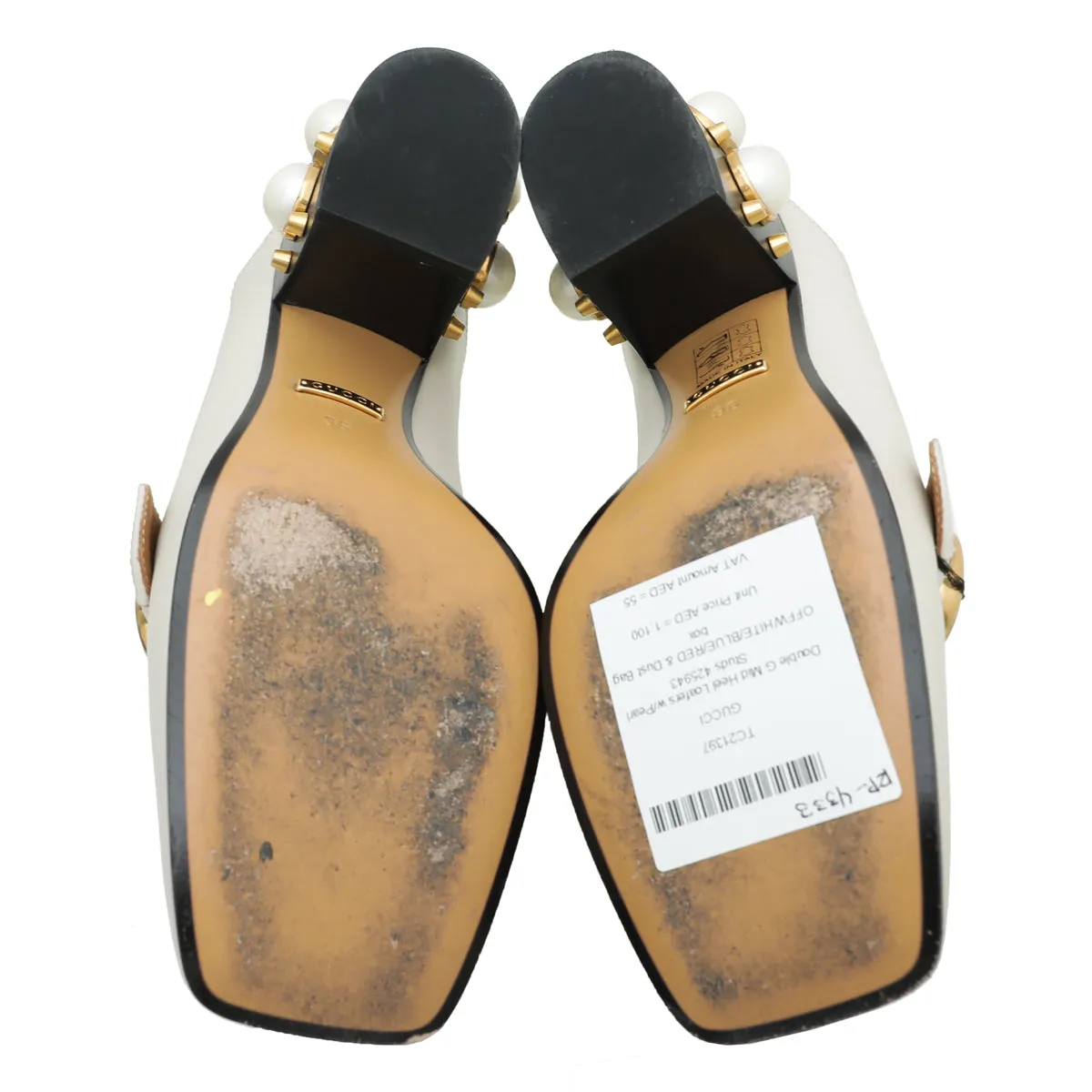Gucci Tricoloe Double G Mid Heel Loafers 36