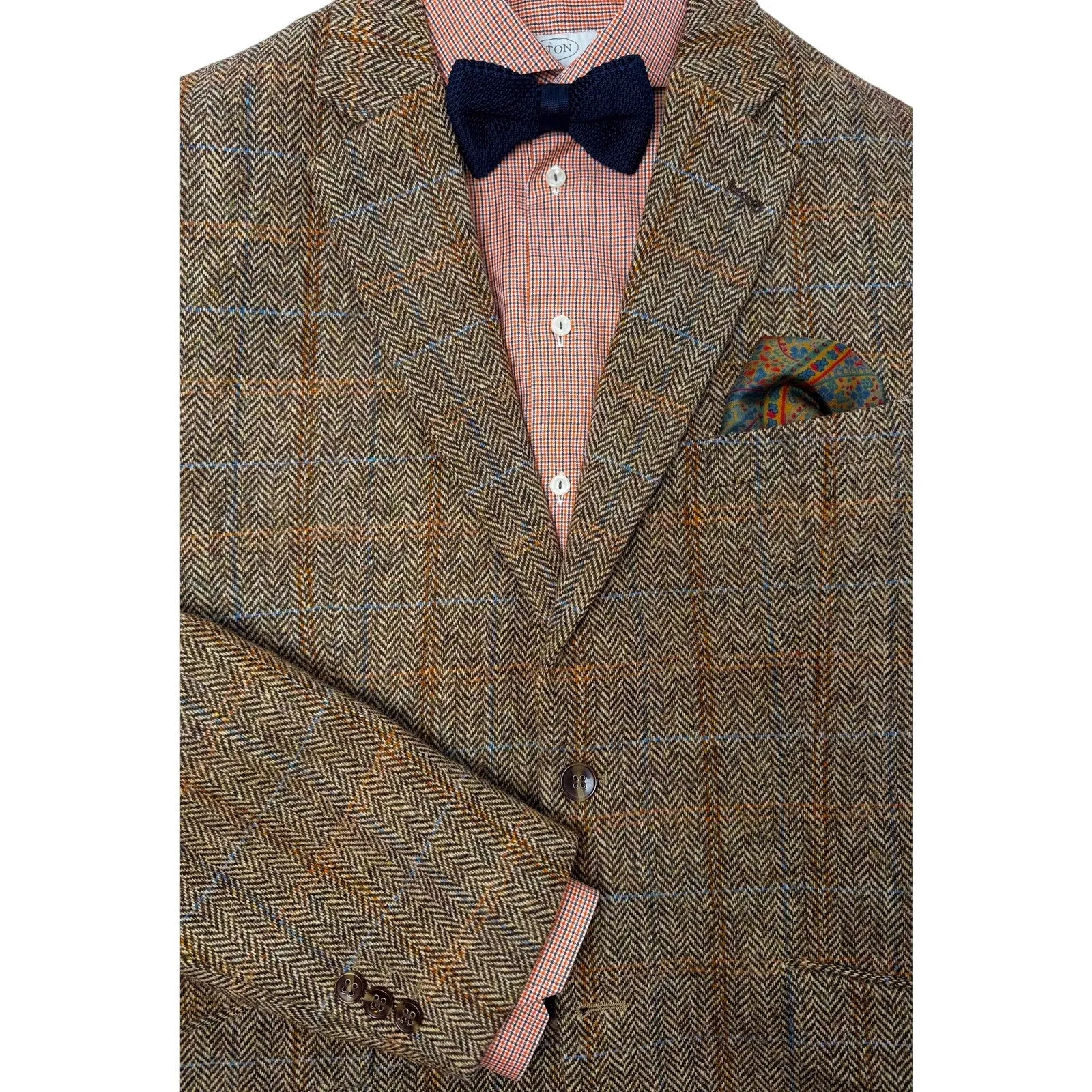 Harris Tweed Light Brown 2 Button Blazer, US 44R, EU 54