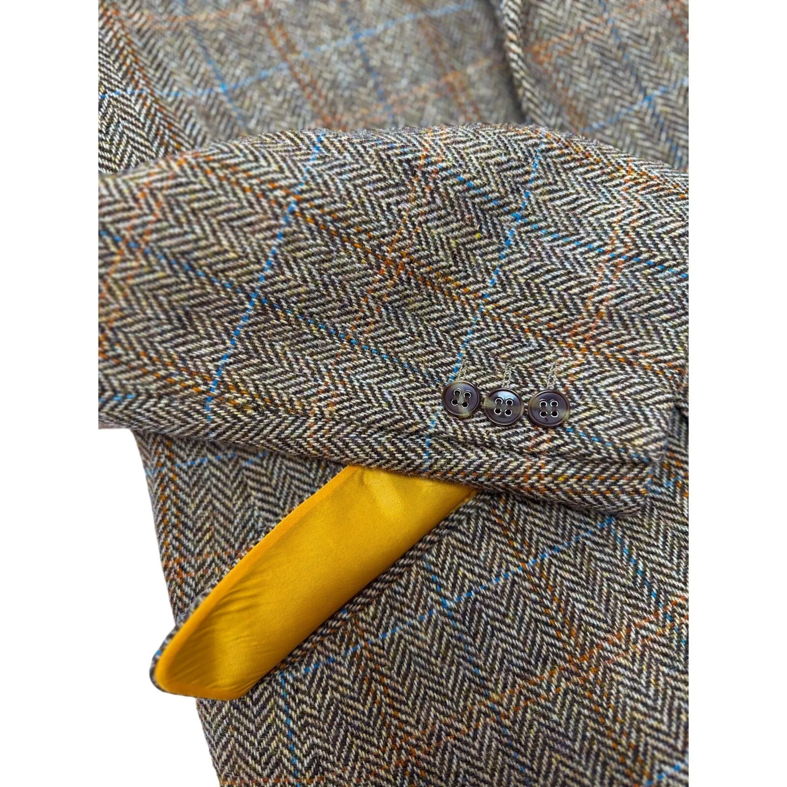 Harris Tweed Light Brown 2 Button Blazer, US 44R, EU 54