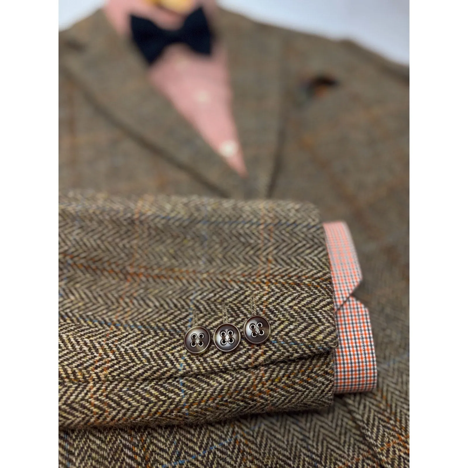 Harris Tweed Light Brown 2 Button Blazer, US 44R, EU 54