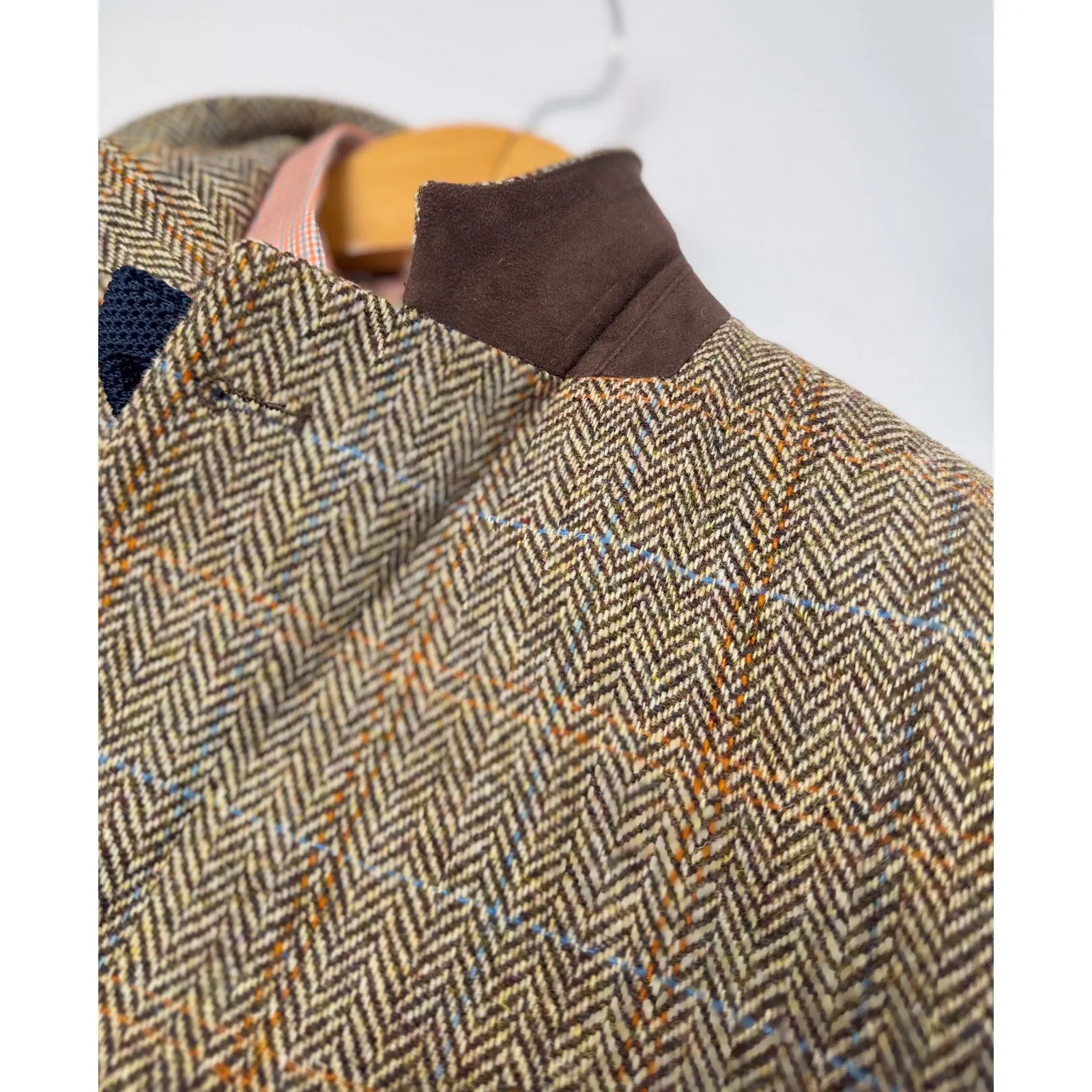 Harris Tweed Light Brown 2 Button Blazer, US 44R, EU 54