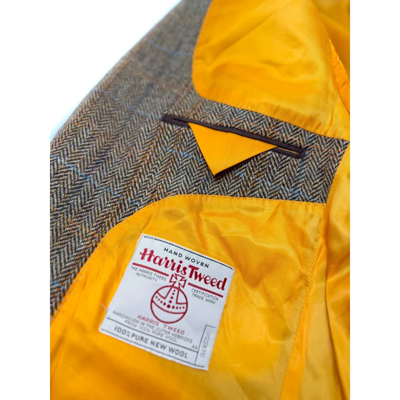 Harris Tweed Light Brown 2 Button Blazer, US 44R, EU 54