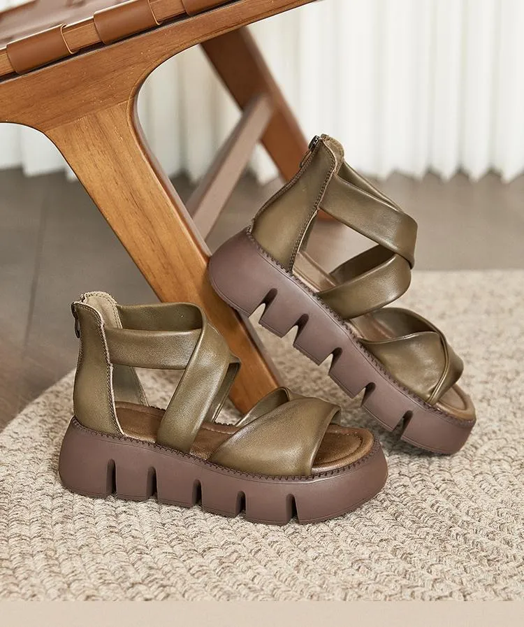 High-top soft-sole leather sandals