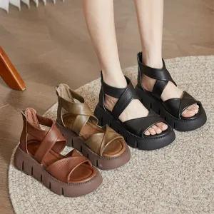 High-top soft-sole leather sandals