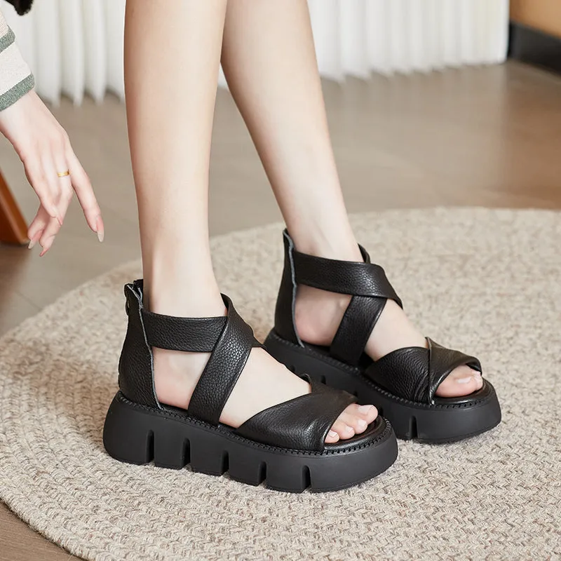 High-top soft-sole leather sandals