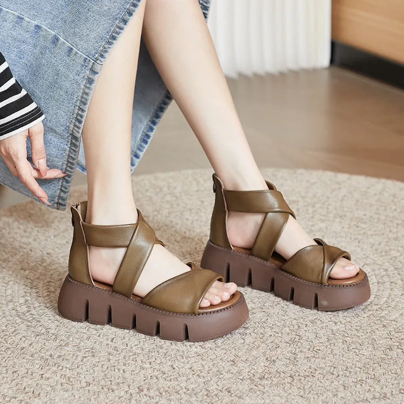 High-top soft-sole leather sandals
