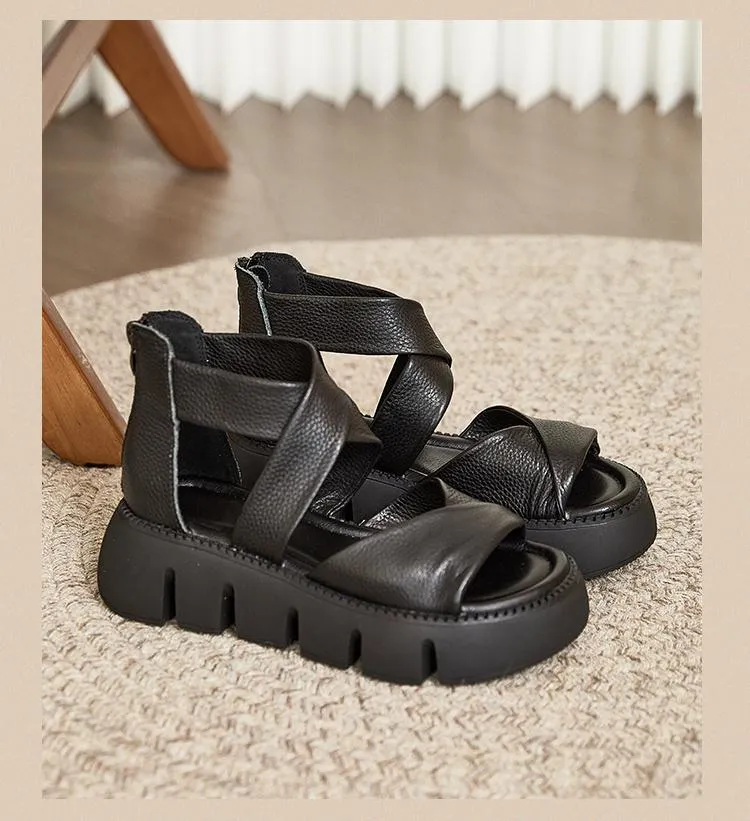 High-top soft-sole leather sandals