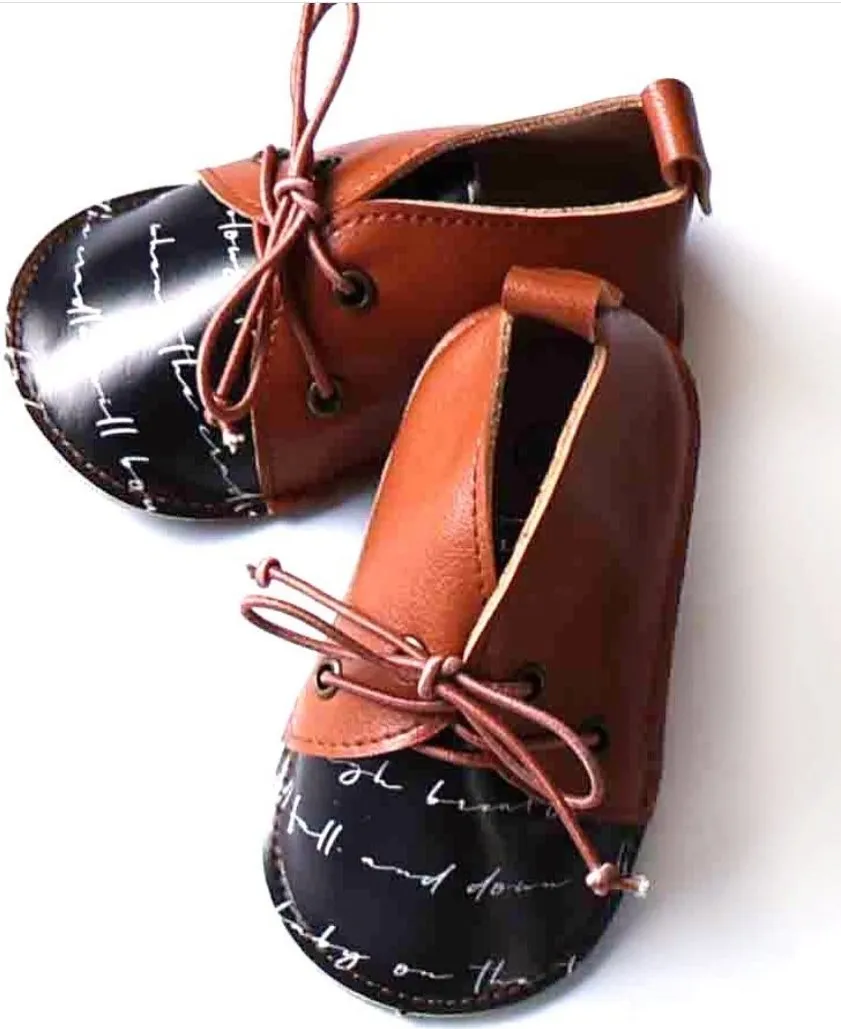 Infant Vegan Leather Two Tone Soft Sole Shoes