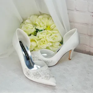 Ivory Wedding Heels, Floral Beaded Size UK5/US7.5